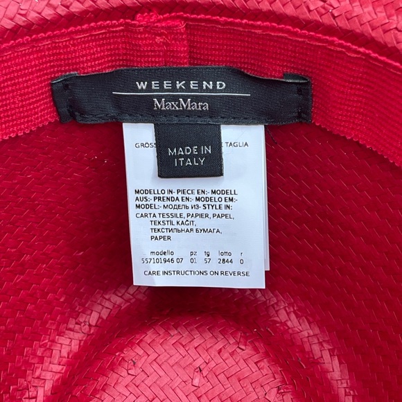 MAXMARA Weekend Rolle Red Straw Ribbon Hat - Picture 13 of 16